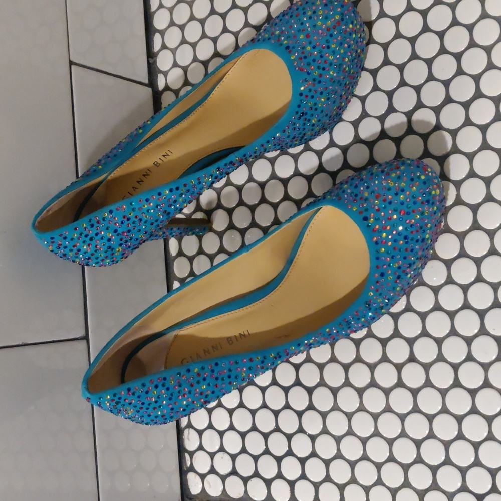 Gianni Bini,Blue/ Multicolored studded Stilleto 9.5 Super Sparkly